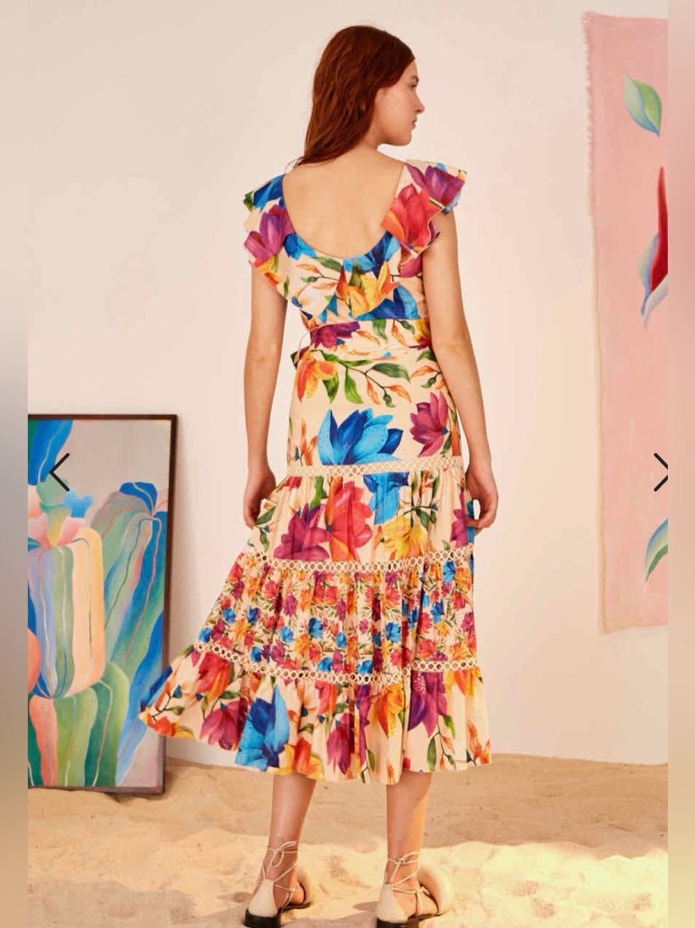 FARM Rio "Mary's Garden" Frilled Top Midi Dress. - Picture 16 of 16